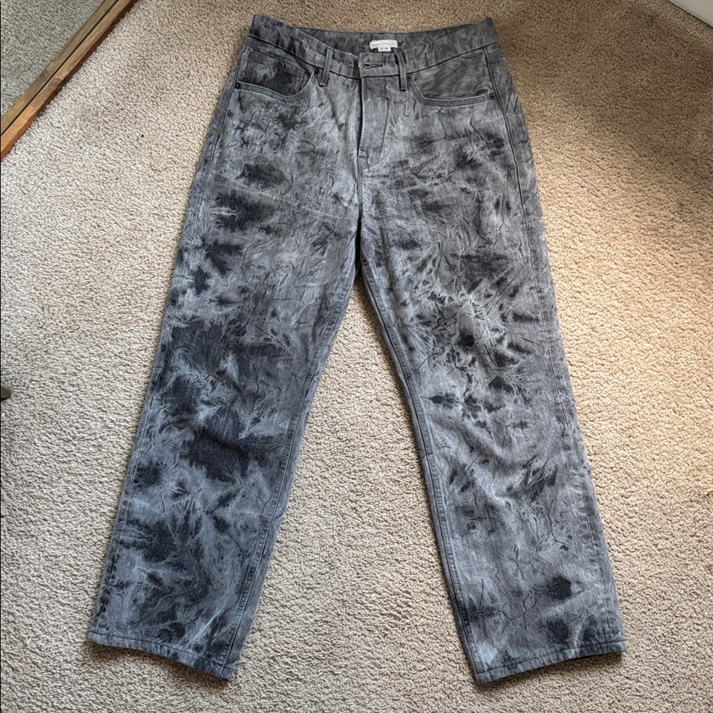Good American Gray Tie-Dye Wide Leg Jeans